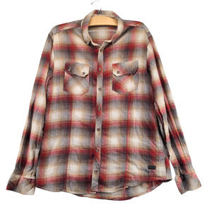 Outpost Makers Men's Button-Down Shirt Multi Large Flannel Plaid Pockets